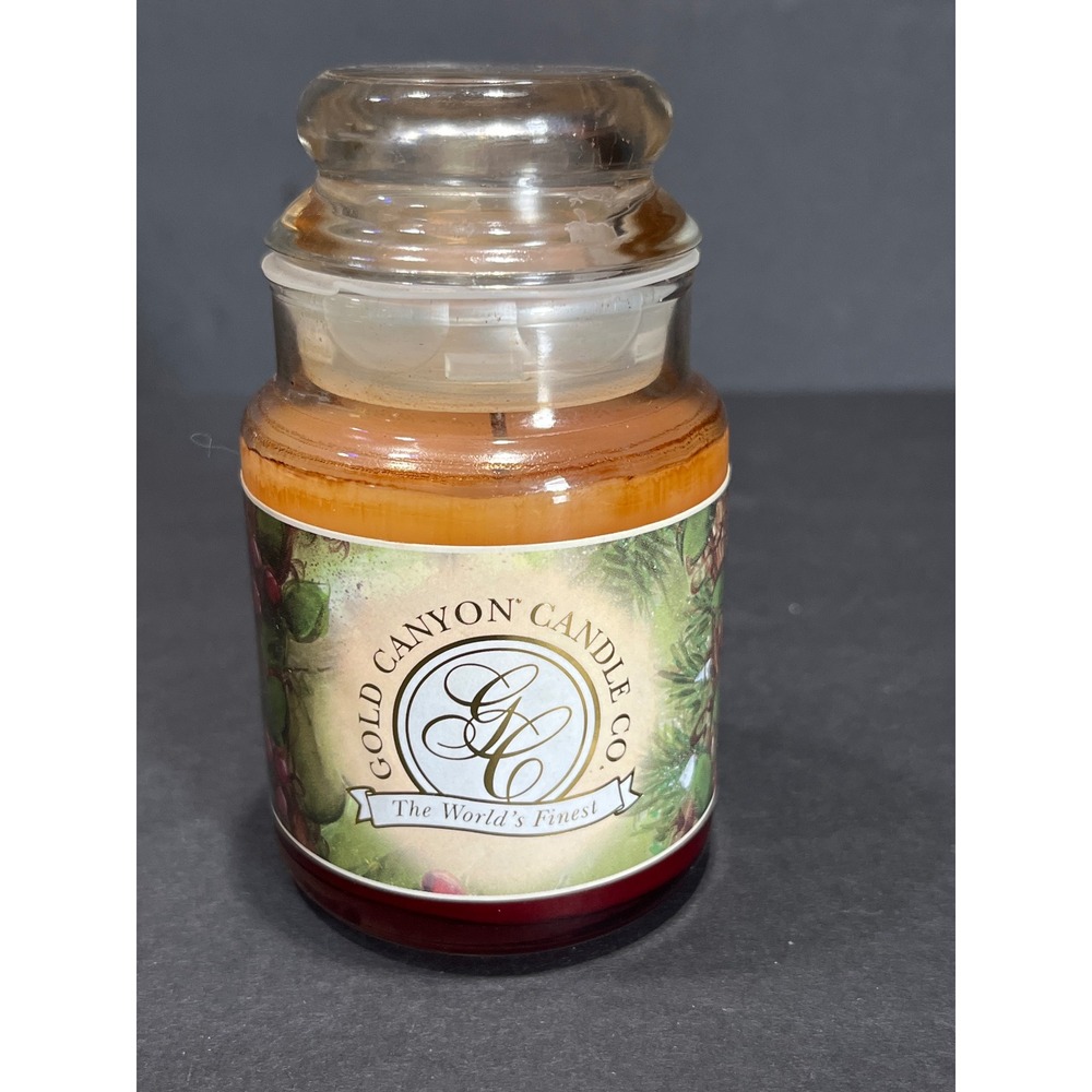 New Gold Canyon Candle Co Winter Wishes 5 oz Scented Jar Candle Red Orange Glass